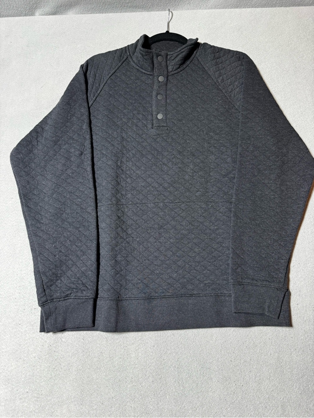 NWOT Eddie Bauer Quilted Snap-Placket Pullover Sweatshirt - Charcoal Size M